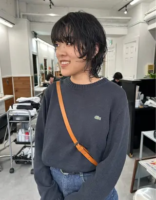 セミロング パーマ レイヤーボブ/ 艶カラー/サナ🌼のヘアスタイル