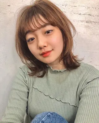 ミディアム カラー 【韓国ヘア×透明感 カラー】笹谷 莉未のヘアスタイル
