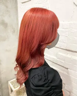 ロング カラー ヘアアレンジ 【ピンク/韓国ヘア/ ヘアセット】亜海のヘアスタイル