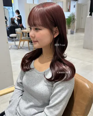 セミロング カラー rina/顔周り特化 柔らかいカラーのヘアスタイル