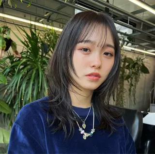 ミディアム カラー ハッシュカット カシマハヤトのヘアスタイル