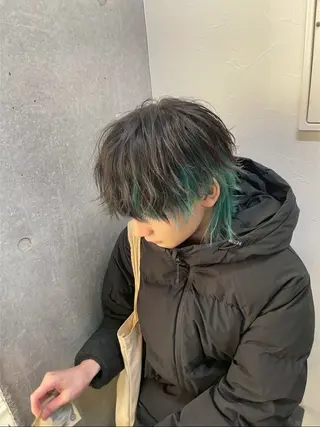 カラー ヘアアレンジ メンズ メンズウルフ🐺♡ ブリーチ♡ヘアメ🎀のヘアスタイル