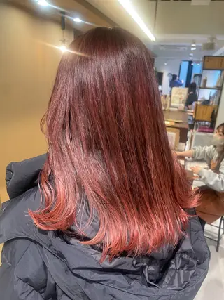 ミディアム カラー 暖色/ブリーチ/メン ズパーマ/ﾐﾜﾁｶｺのヘアスタイル