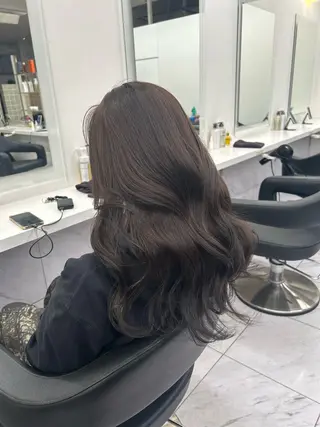 ロング カラー パーマ ヘアアレンジ メンズ キッズ ブリーチなしカラー/ ブラウン/レイヤーのヘアスタイル