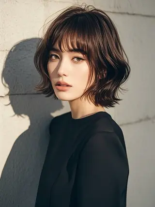 ミディアム ウルフカット 811 大阪梅田 ウルフのヘアスタイル