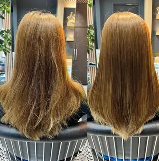 ロング カラー パーマ 美髪矯正/酸性ストレ ート/艶カラー/堅田のヘアスタイル