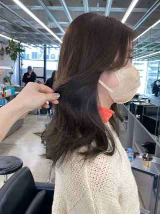 セミロング カラー レイヤー/柔色 カラー/SAkiのヘアスタイル