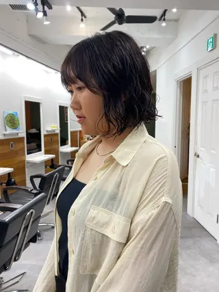 ミディアム パーマ レイヤーボブ/ 艶カラー/サナ🌼のヘアスタイル