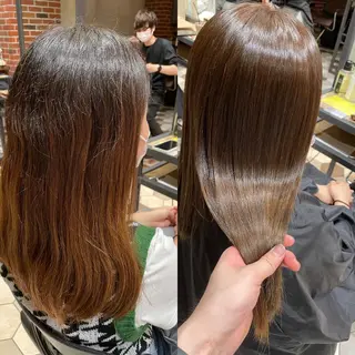 セミロング 髪質改善、縮毛矯正 酸性縮毛矯正のヘアスタイル