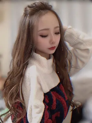 ロング カラー 最高級シールエクステ 💜Fave/あかねのヘアスタイル