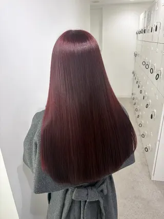 ロング カラー 💗愛され暖色💗 ピンク/レッド💗のヘアスタイル