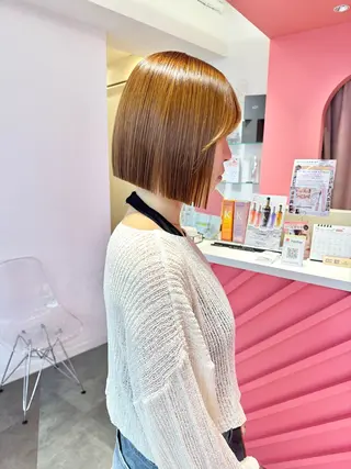 ショート カラー 莉乃/縮毛矯正/髪質 改善/艶カラーのヘアスタイル