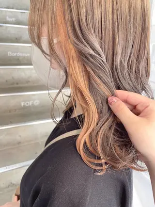 セミロング カラー 梅田美容室 山崎海波のヘアスタイル