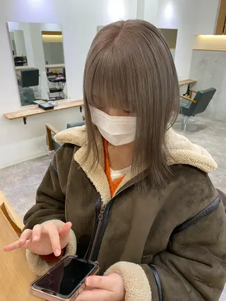 ミディアム カラー 森貴裕/ベージュ/ パーマ/オリーブのヘアスタイル