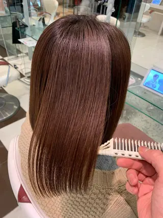 ミディアム 葛西 縮毛矯正のプロ ブリーチ矯正 青木俊のヘアスタイル