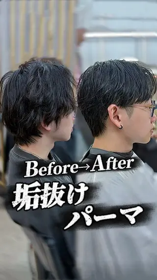 ショート パーマ メンズ k.e.y銀座店所属・安藤幹人 メンズカット/パーマのヘアスタイル