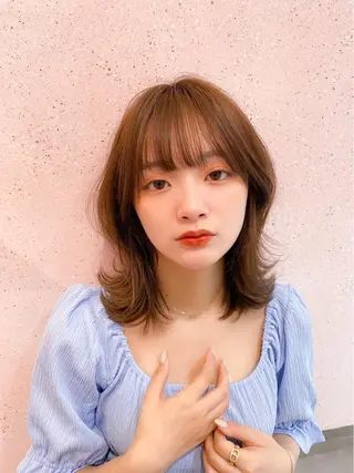 ミディアム カラー 新宿/韓国風レイヤー 髪質改善/渋谷直樹のヘアスタイル