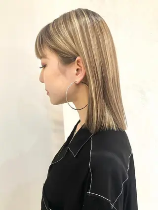 ミディアム カラー パーマ ヘアアレンジ メンズ キッズ ネイル マツエク・マツパ アイブロウ 韓国風×透明感カラー 髪質改善オタベシンヤのヘアスタイル