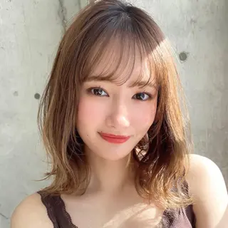 ミディアム カラー ブリーチなし/暖色/ 透明感/ririkaのヘアスタイル