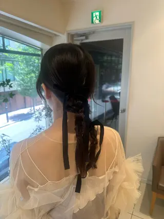 ロング カラー ヘアアレンジ タイトボブ個性派カラ ーAKANEのヘアスタイル