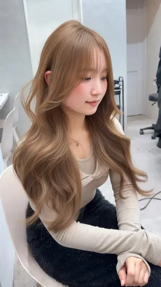 セミロング カラー ダブルカラー 韓国レイヤーKYONのヘアスタイル