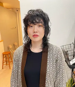 ミディアム パーマ 堀江将太朗/恵比寿/ メンズカットのヘアスタイル