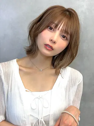 ミディアム カラー ボブ/レイヤー /植原健太のヘアスタイル