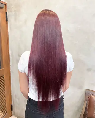 ロング カラー ヘアアレンジ 【ピンク/韓国ヘア/ ヘアセット】亜海のヘアスタイル