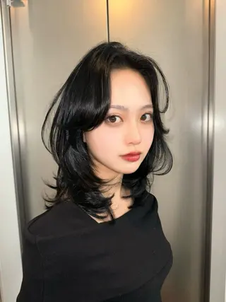 カラー 𝘚𝘦𝘫𝘶𝘯 韓国レイヤー/顔周りのヘアスタイル