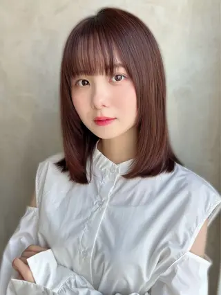 ミディアム カラー パーマ 新宿✨顔周りカット 韓国ヘア/坂本亜裟海のヘアスタイル