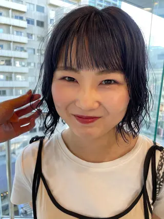 ミディアム カラー パーマ レイヤー／似合わせ TAKUYAのヘアスタイル