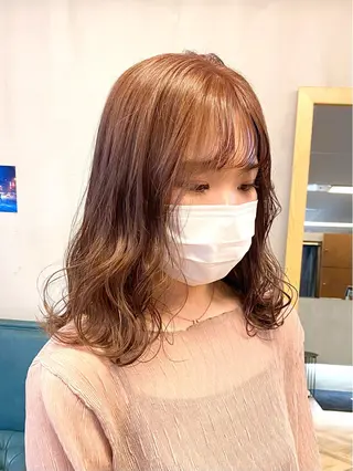 ミディアム カラー ハル🌸柔色/ ブリーチなし/艶髪のヘアスタイル