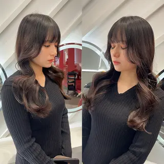 セミロング 山崎/ボブ縮毛矯正 レイヤー髪質改善のヘアスタイル