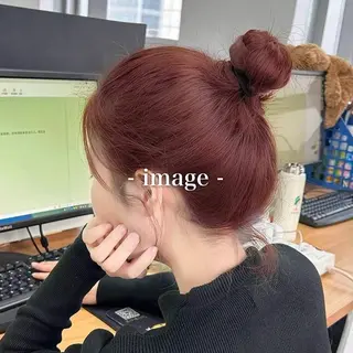 セミロング カラー ヘアアレンジ ❣️ブリーチなし暖色 ayu❣️のヘアスタイル