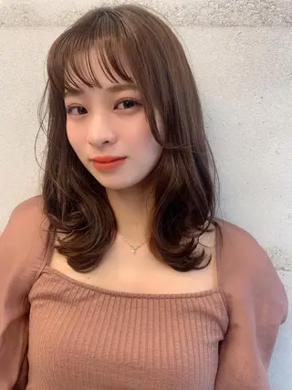 ミディアム カラー 透明感/オリーブ/ グレージュ/YUKAのヘアスタイル