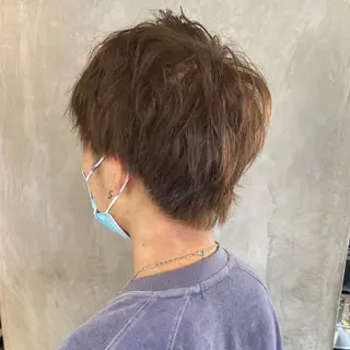 ショート カラー ヘアアレンジ メンズ 切りっぱなしボブ/ デザインカラー店長のヘアスタイル