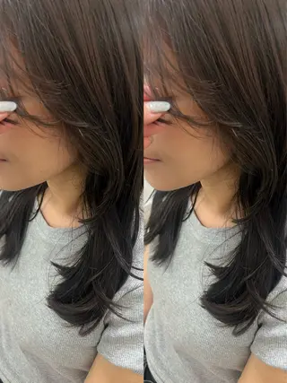 セミロング 🎀韓国風レイヤー/ 切りっぱなしボブ🎀のヘアスタイル