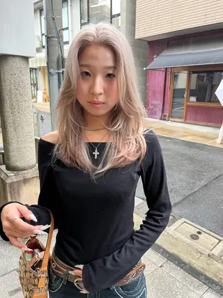 ロング カラー ヘアアレンジ ハイトーン/美髪矯正 🍃大江拓実のヘアスタイル