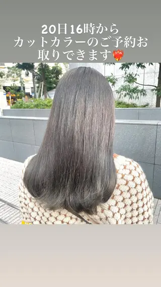 ミディアム カラー 色白に見える暗髪 梅田・増田のヘアスタイル