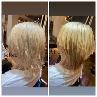 ミディアム パーマ ハイライト/インナー /ブリーチ/レイヤーのヘアスタイル