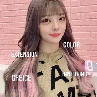 ロング カラー エクステ🩵ブリーチ 韓国ヘア🩵KAEのヘアスタイル