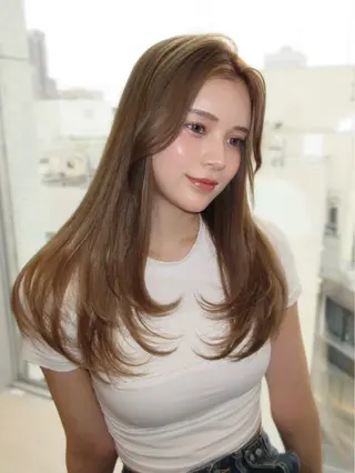 ロング カラー 韓国くびれヘア 顔まわり新宿/さやかのヘアスタイル