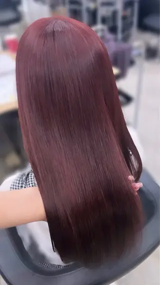 ロング カラー 💗愛され暖色💗 ピンク/レッド💗のヘアスタイル