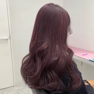 セミロング カラー ワインレッド 🍒KAHOのヘアスタイル