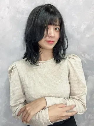 ミディアム 西新/縮毛矯正 /メンズカットのヘアスタイル