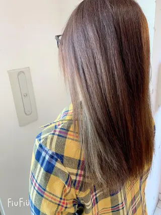 ミディアム カラー 白髪ぼかしハイライト 柳川拓哉のヘアスタイル