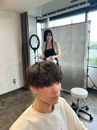 ショート パーマ メンズ become men's hair 名駅店所属・名駅/フェザーパーマ 韓国ヘア/森岡のヘアスタイル