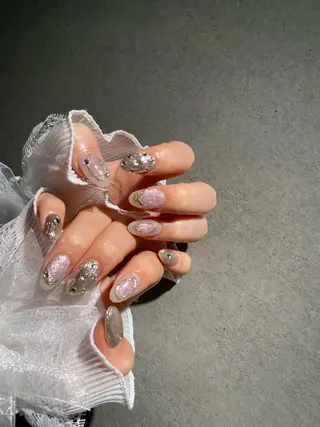 ネイル I-nailロング /ワンホン/キラキラのネイルデザイン