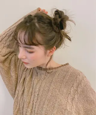 ミディアム カラー パーマ ヘアアレンジ メンズ キッズ ネイル マツエク・マツパ モリモト サナのヘアスタイル