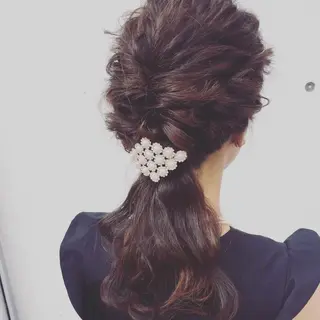 ミディアム セミロング ロング カラー パーマ ヘアアレンジ 成松 勇治のヘアスタイル